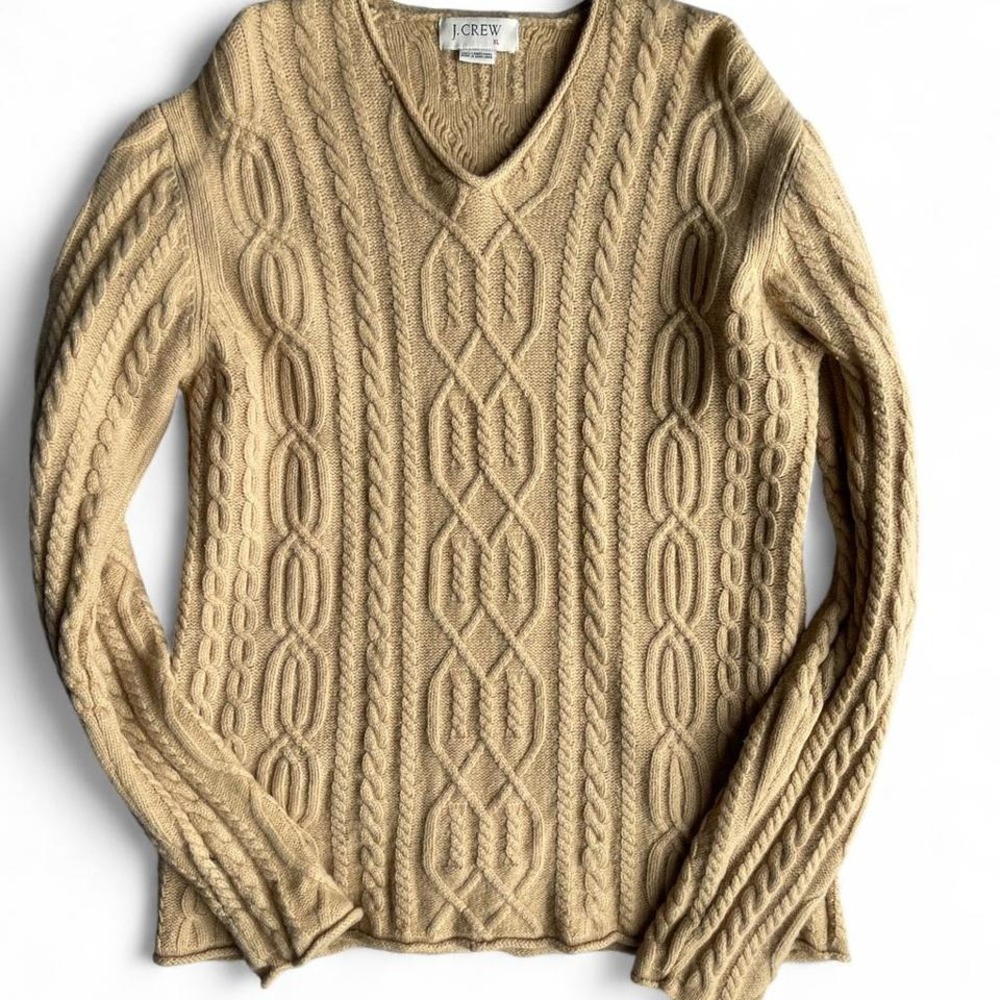 J Crew True Vintage Cable Knit‎ Layering Knit Made in Hong Kong 100% wool